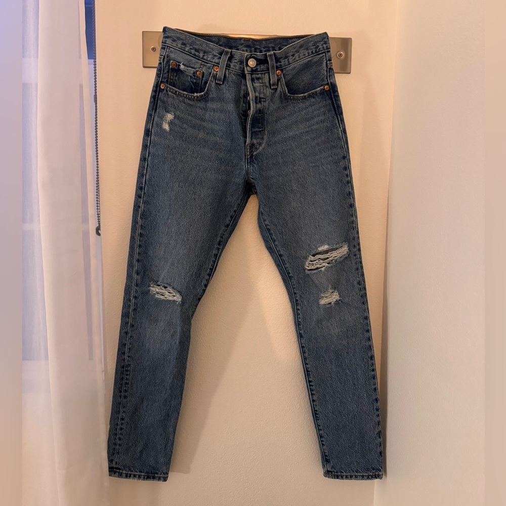 Blue Distressed Levi’s 501 Jeans